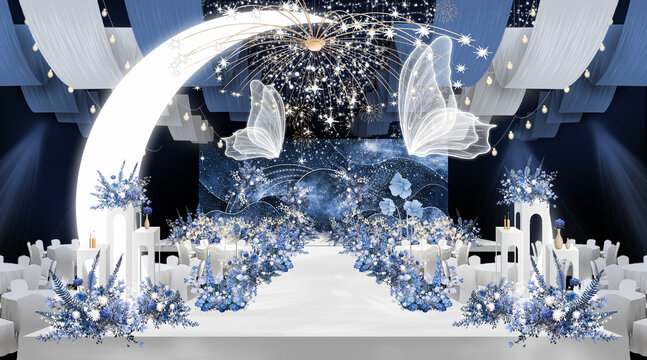 藍色星空婚禮舞臺效果圖