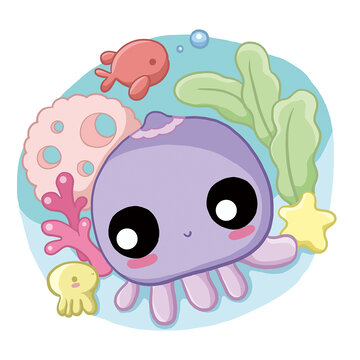 可愛呆萌章魚圖片