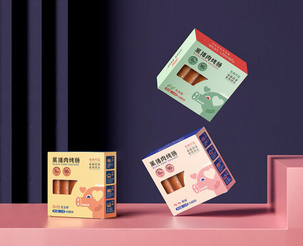 烤腸包裝設(shè)計豬插畫豬手繪卡通
