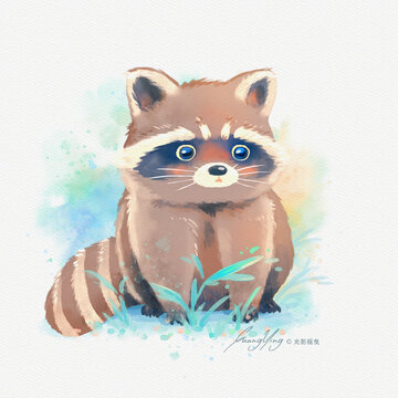 水彩小熊貓插畫