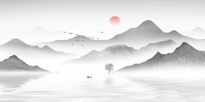 中國風(fēng)水墨山水畫