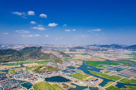 上虞长塘镇康家湖湿地公园航拍