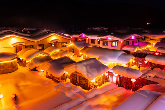 中国雪乡景区夜景