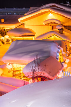 中国雪乡景区夜景