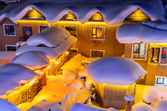 中国雪乡景区夜景