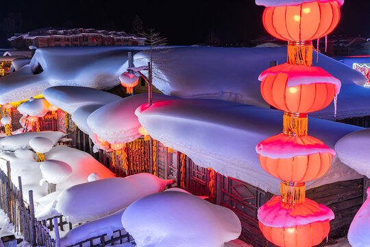 中国雪乡景区夜景