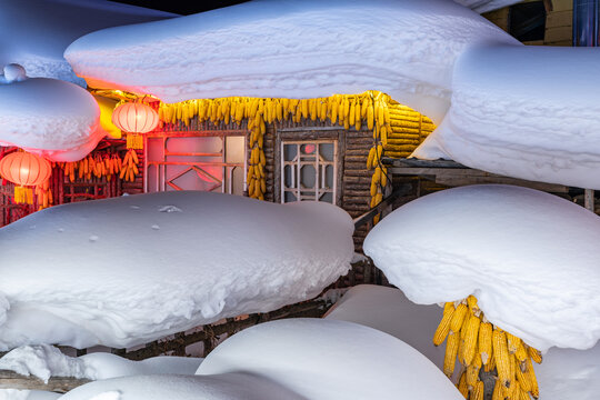 中国雪乡景区夜景