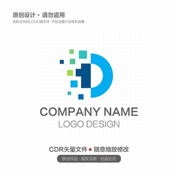 字母D开头蓝色科技logo