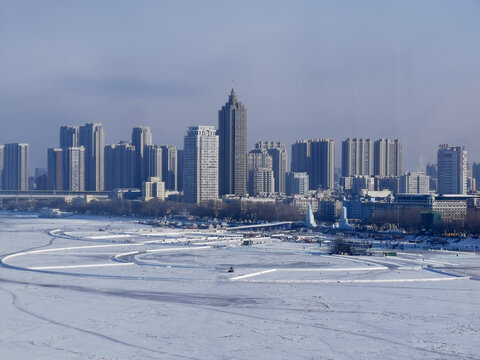 哈尔滨城市雪景