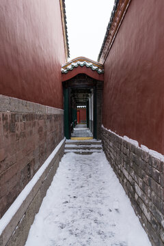 冬天雪后的中国沈阳故宫