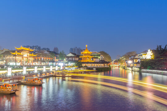 南京夫子庙秦淮河夜景