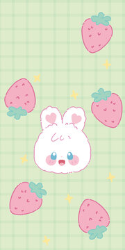 可爱兔子草莓手机壳图案设计