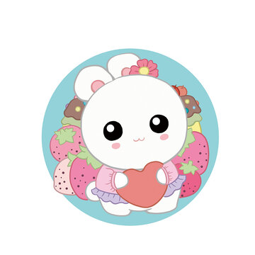 草莓蛋糕愛心兔