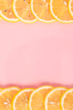 柠檬片创意粉色背景