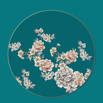 線描牡丹