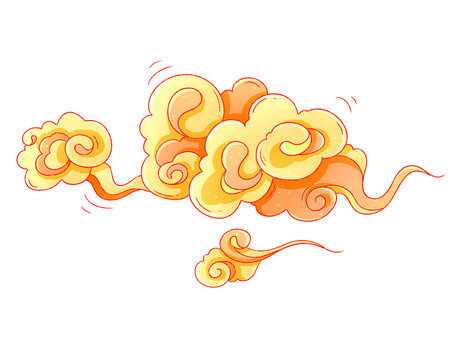 黃色國(guó)潮風(fēng)祥云免摳素材
