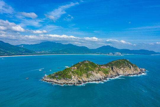 航拍海南陵水分界洲岛热带岛屿