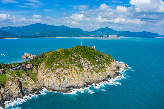 航拍海南陵水分界洲岛热带岛屿