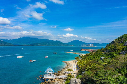 航拍海南陵水分界洲岛热带岛屿