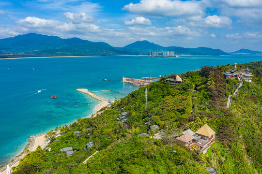 航拍海南陵水分界洲岛热带岛屿