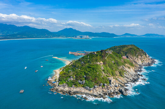 航拍海南陵水分界洲岛热带岛屿