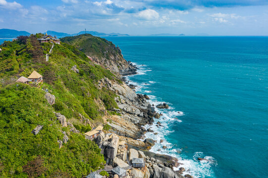 航拍海南陵水分界洲岛热带岛屿