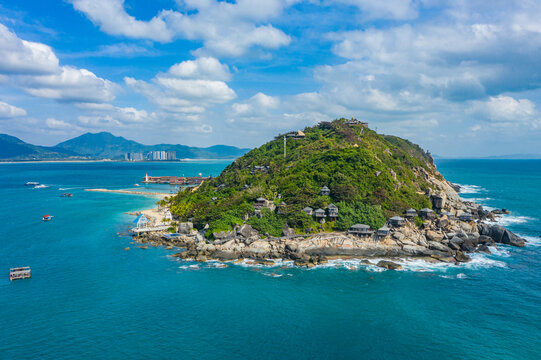 航拍海南陵水分界洲岛热带岛屿