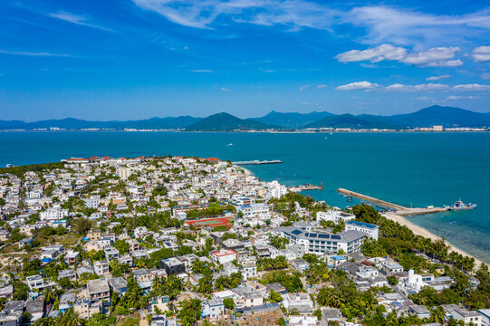 航拍三亚西岛海洋文化旅游区