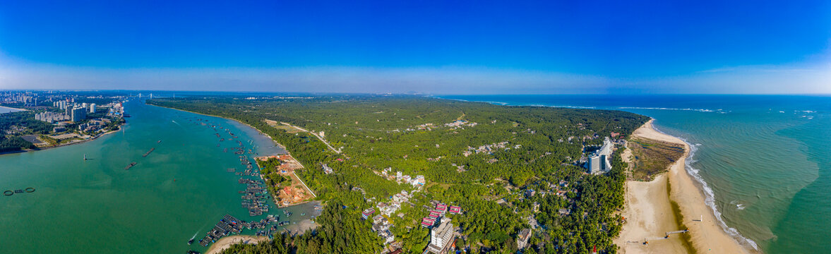 航拍海南文昌东郊椰林风景区