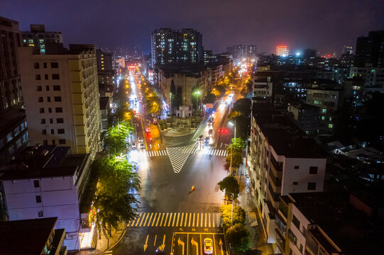 海南文昌文建路口金山广场夜景