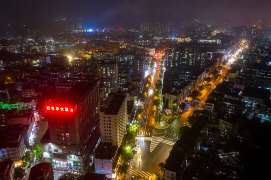 海南文昌文建路口金山广场夜景