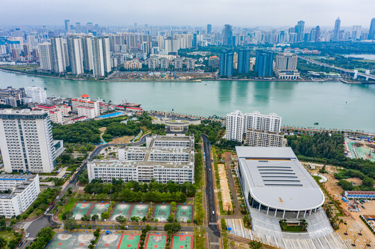 航拍海南大学海甸校区高校校园