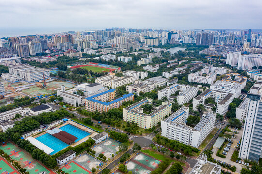 航拍海南大学海甸校区高校校园