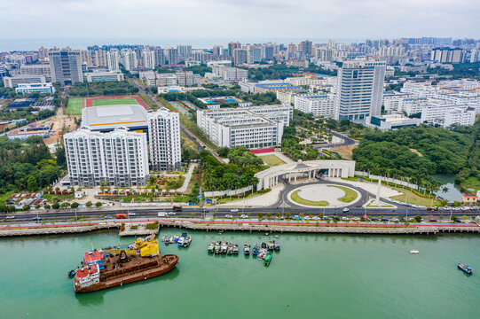 航拍海南大学海甸校区高校校园