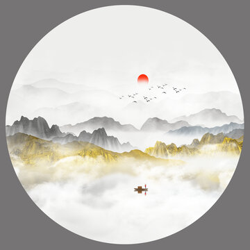 新中式水墨山水圖
