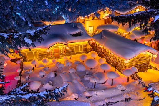 中国雪乡景区夜景