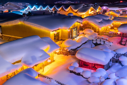 中国雪乡景区夜景