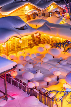 中国雪乡景区夜景