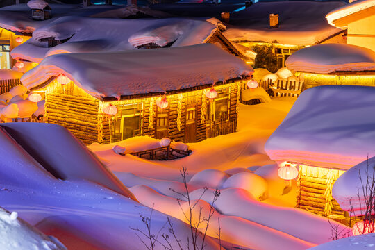 中国雪乡景区夜景