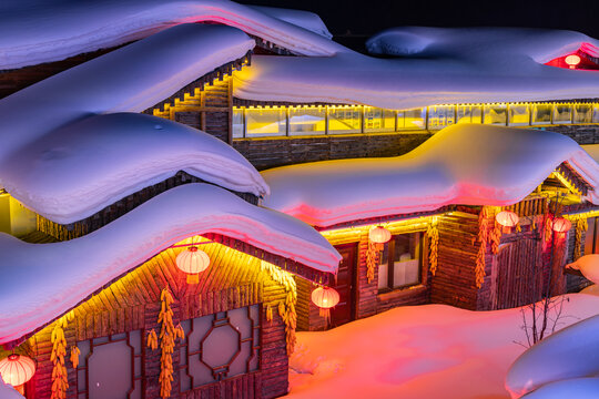 中国雪乡景区夜景