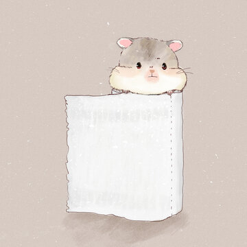 手绘插画小仓鼠可爱动物