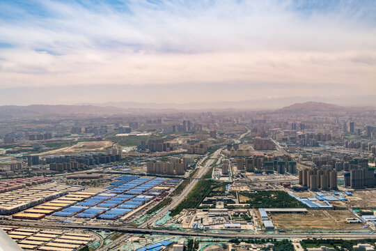 航拍乌鲁木齐的城市建筑