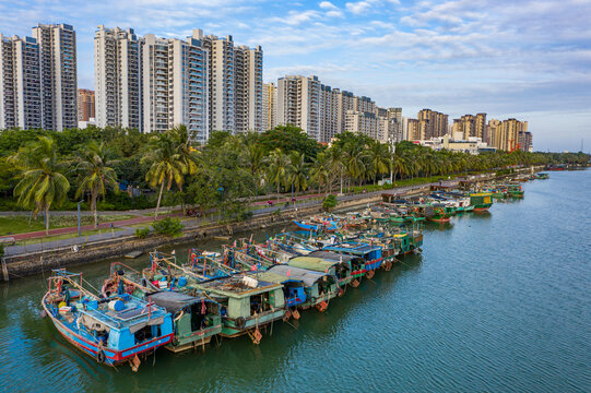 海口海甸溪渔船避风锚地小渔港