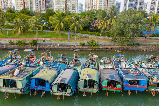 海口海甸溪渔船避风锚地小渔港