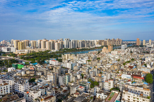 航拍海口骑楼老街历史文化街区