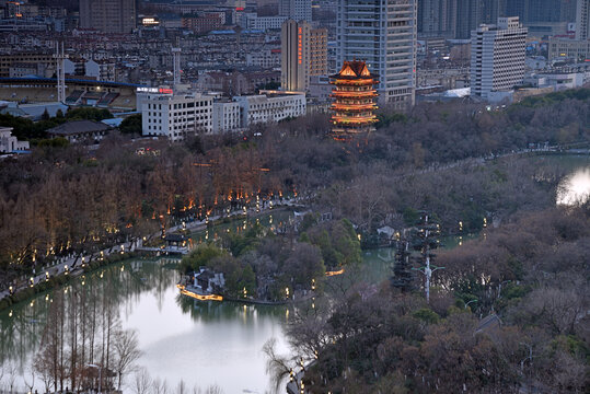 合肥清风阁包公园城市风光夜景