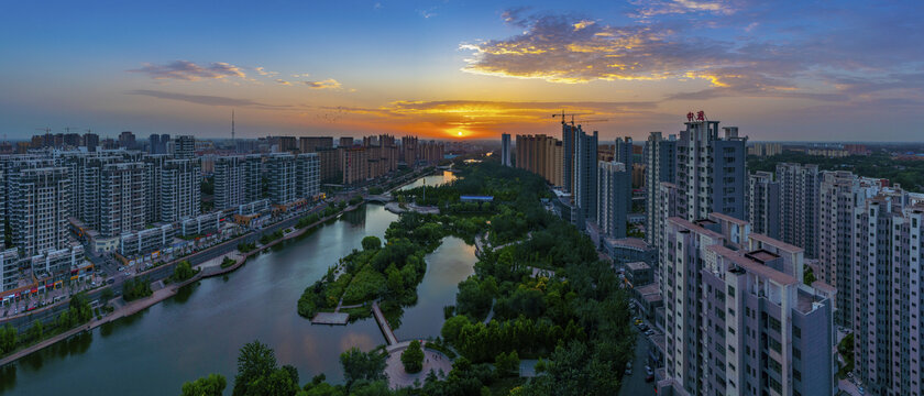 冠县清泉河沿岸住宅区