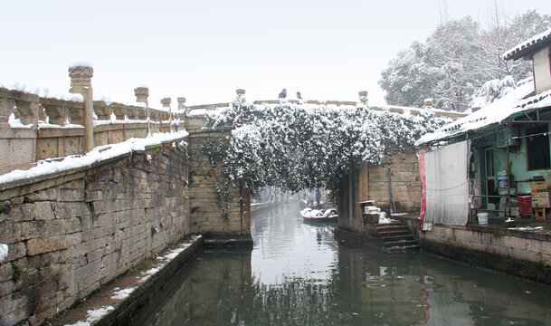 绍兴八字桥雪景