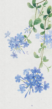 水彩藍雪花