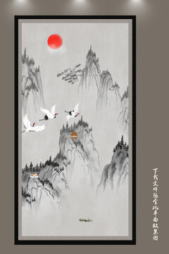 经典古风山水壁画